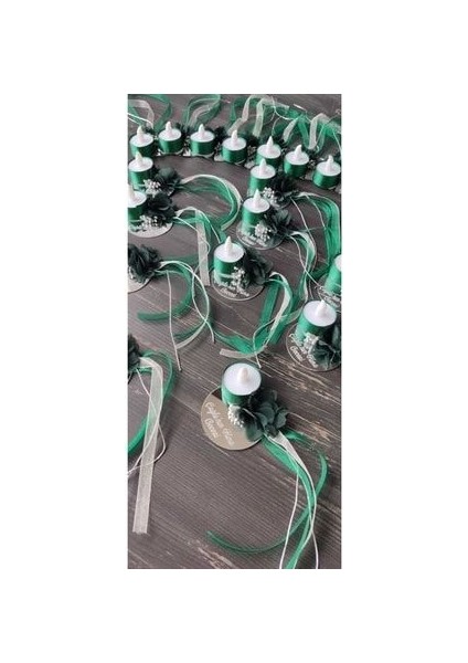 Pleksi Kına El Mumu Tealight Ledli Kına El Mumu Zümrüt Gümüş(10 Adet) fiyatları