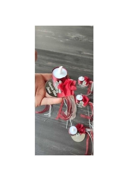 Pleksi Kına El Mumu Tealight Ledli Kına El Mumu Bordo Gümüş(10 Adet) modelleri