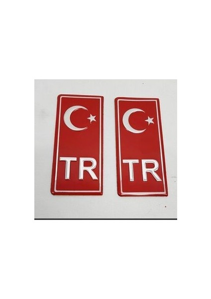 Tr Yazılı ve Ayyıldızlı Alüminyum Kabartmalı Plaka Pulu 2 Adet fiyatları