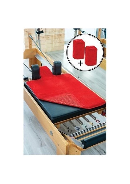 Kırmızı Pilates Reformer Havlusu Omuzluk Kılıfı, Kaydırmaz Reformer Mat Towel