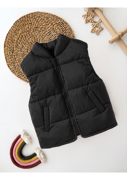 Cepli Unisex Çocuk Fermuarlı Şişme yelek - Siyah