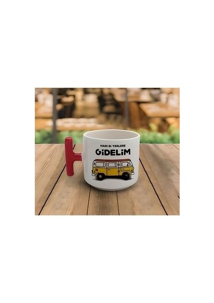 Latte & Espresso El Yapımı Karavan Motto Kırmızı T Kulp Kupa 200 ml