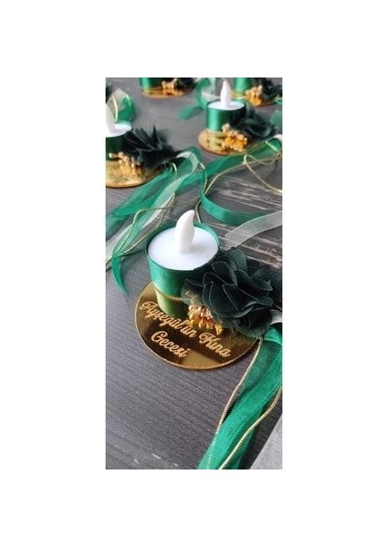 Pleksi Kına El Mumu Tealight Ledli Kına El Mumu Zümrüt Gold(10 Adet) fiyatları