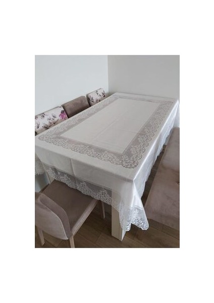 Tül Masa Örtüsü Şık Tasarım Dantelli Dertsiz