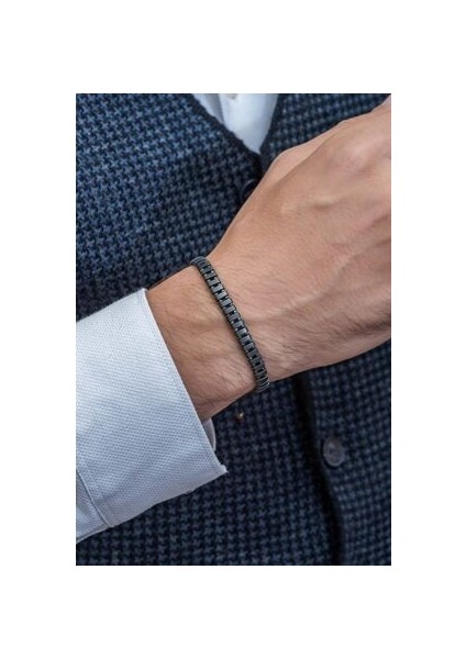 Sıralı Hematit Taşı Görünümlü Erkek Bileklik Unisex