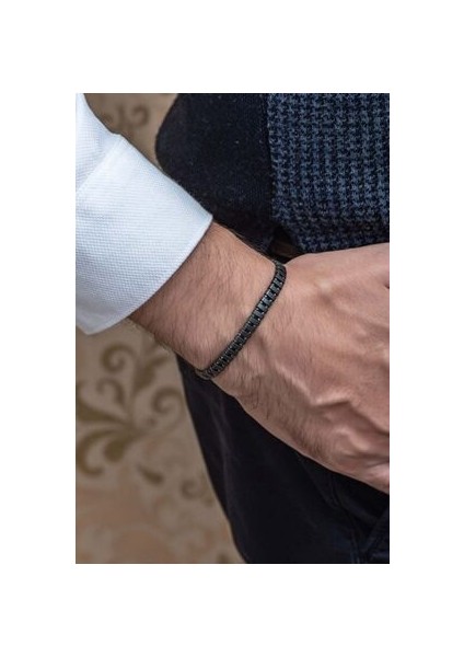 Sıralı Hematit Taşı Görünümlü Erkek Bileklik Unisex modelleri