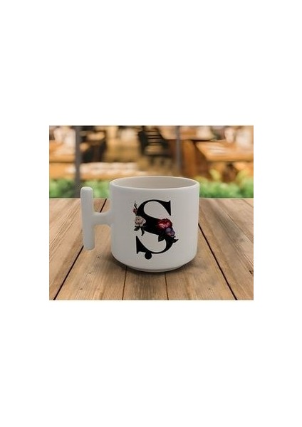 Latte & Espresso El Yapımı 'ş' Baş Harf Kupa T Kulp Kupa 200 ml Beyaz
