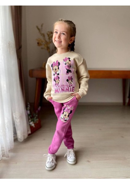 Mnn Kare Baskılı Kışlık 2 li takım - Fuşya