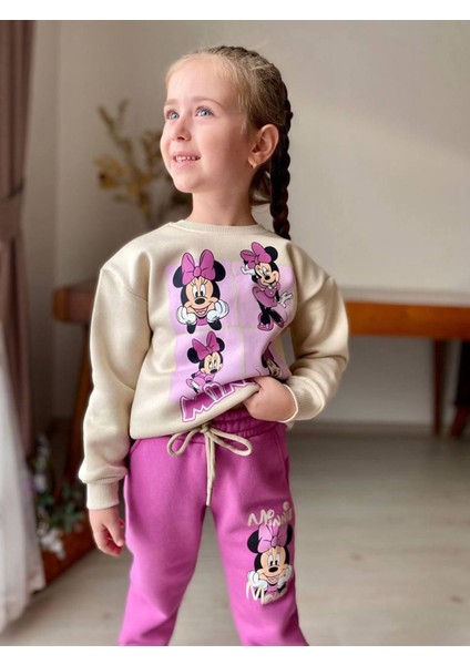 Mnn Kare Baskılı Kışlık 2 li takım - Fuşya fiyatları