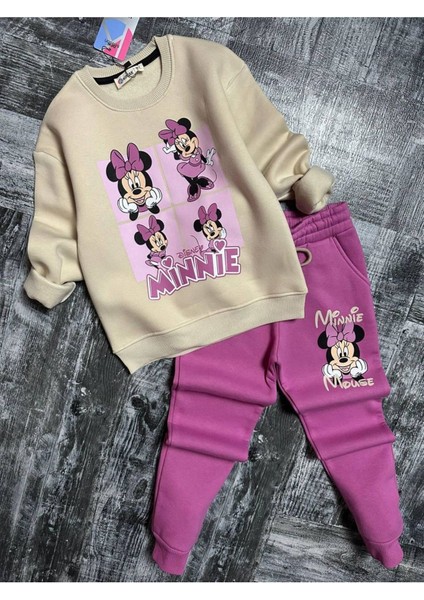 Mnn Kare Baskılı Kışlık 2 li takım - Fuşya modelleri
