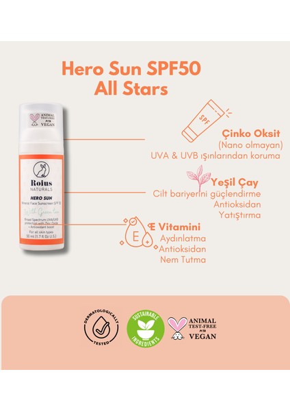Hero Sun Mineral Filtreli Non-Nano Güneş Koruyucu SPF50 fiyatları