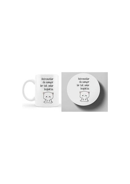 Mochi Cat Motto Kupa ve Bardak Altlığı 280 ml