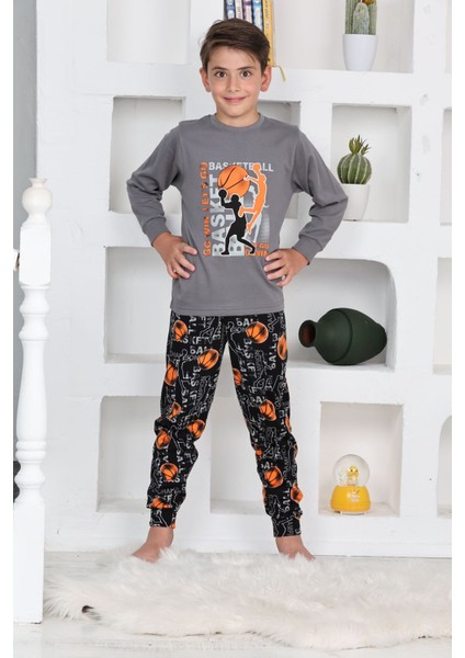 Basket Erkek Çocuk Pijama takımı - Gri