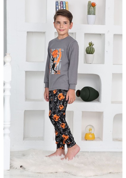 Basket Erkek Çocuk Pijama takımı - Gri