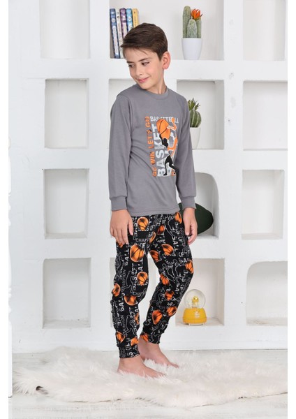 Basket Erkek Çocuk Pijama takımı - Gri