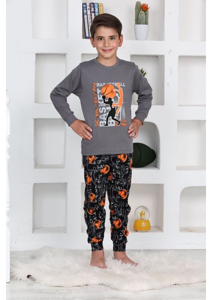 Basket Erkek Çocuk Pijama takımı - Gri