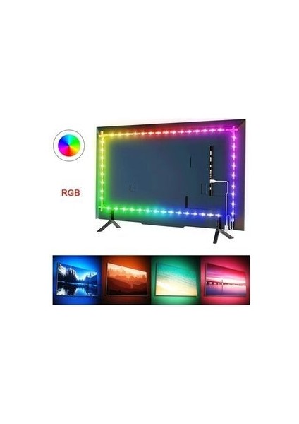 CT-4566 Rgb Tv Televziyon Arkası LED Şerit Set 3 Metre Aydınlatma Işık Kumandalı USB Girişli
