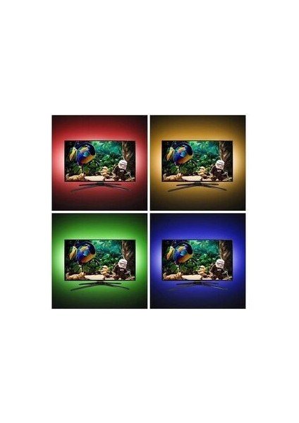 CT-4566 Rgb Tv Televziyon Arkası LED Şerit Set 3 Metre Aydınlatma Işık Kumandalı USB Girişli