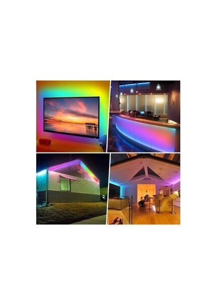 CT-4566 Rgb Tv Televziyon Arkası LED Şerit Set 3 Metre Aydınlatma Işık Kumandalı USB Girişli