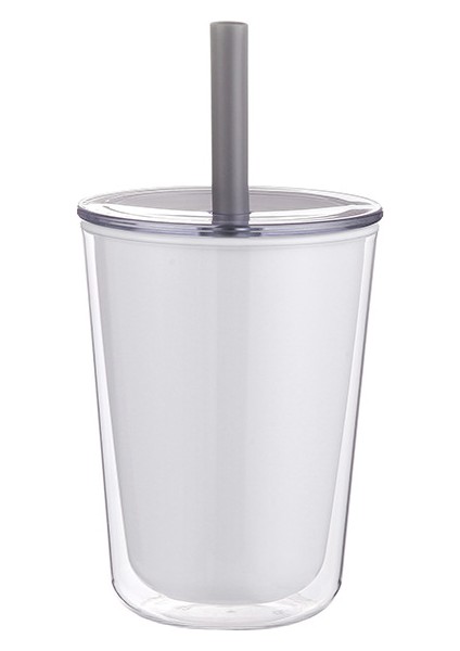 Öğrenci Ins Su Bardağı Kadın Yaz Yüksek Görünümlü Çift Katmanlı Plastik Pipetli Bardak Taşınabilir Büyük Kapasiteli Gıda Sınıfı Yüksek Sıcaklığa Dayanıklı (Yurt Dışından)