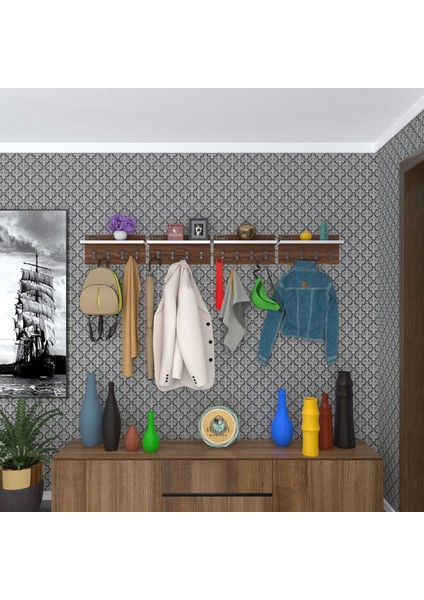 Kenzlife elbise askılığı karayemiş4 cvz 26*152*12 vestiyer portmanto askı askılık 16 adet askı