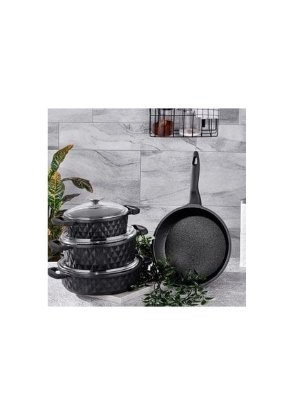 Carabella Döküm Cam Kapak 7 Parça Tencere Seti Taç modelleri