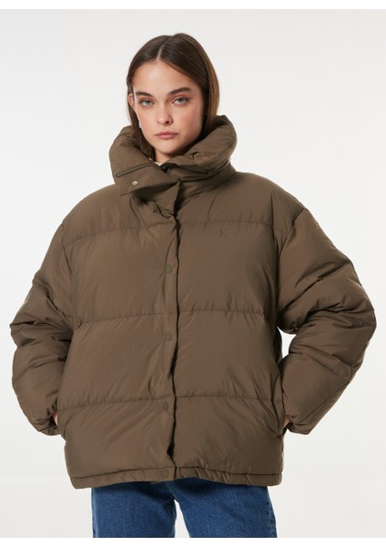 Kahve Kadın Şişme Mont Relaxed Puffer