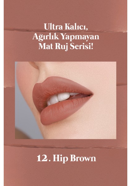 Mat Bitişli ve Uzun Süre Kalıcı Stick Ruj PERIPERA Ink Mood Matte Stick (12 Hip Brown)
