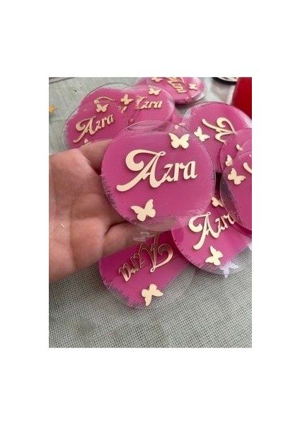 Şeffaf Pleksi Magnet Kişiye Özel Bebek Temalı 10 Adet Pembe