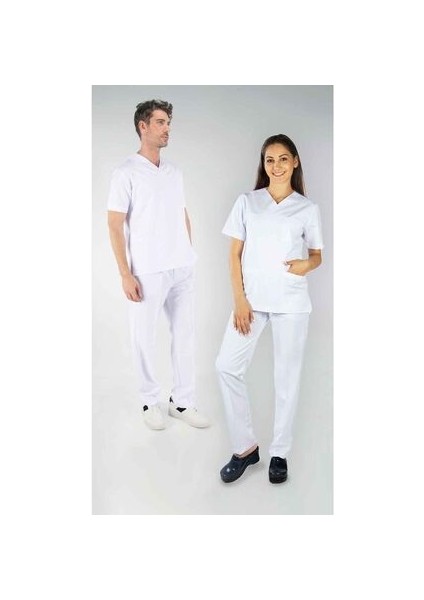 Beyaz V Yaka Alpaka Üst