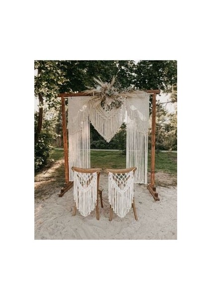 Makrome Gelin Damat Sandalye Dekoru Düğün Süsü (Tekli)