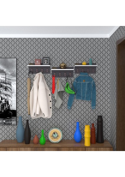 Kenzlife elbise askılığı karayemiş3 gri 26*114*12 vestiyer portmanto askı askılık 12 adet askı