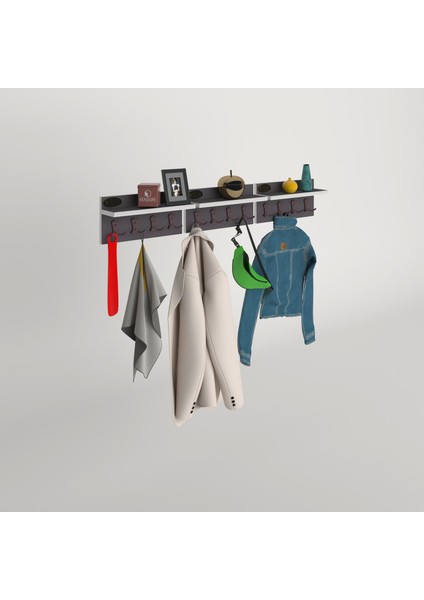 Kenzlife elbise askılığı karayemiş3 gri 26*114*12 vestiyer portmanto askı askılık 12 adet askı