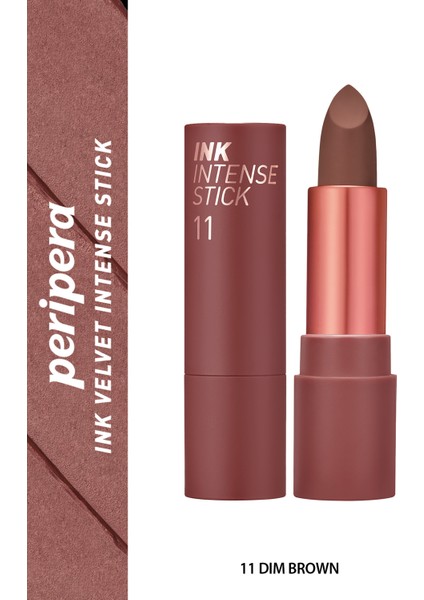 Yoğun Renk Pigmentli, Kadife Görünümlü Ruj PERIPERA Ink Velvet Intense Stick (011 Dim Brown)