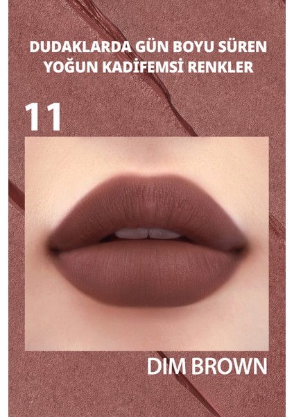 Yoğun Renk Pigmentli, Kadife Görünümlü Ruj PERIPERA Ink Velvet Intense Stick (011 Dim Brown)