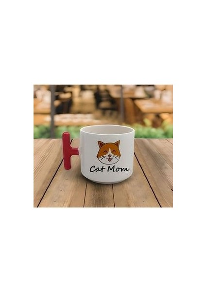 Latte & Espresso El Yapımı Cat Mom Baskılı T Kulp Kupa 200 ml