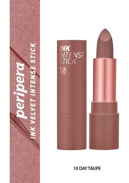 Yoğun Renk Pigmentli, Kadife Görünümlü Ruj PERIPERA Ink Velvet Intense Stick (010 Day Taupe)