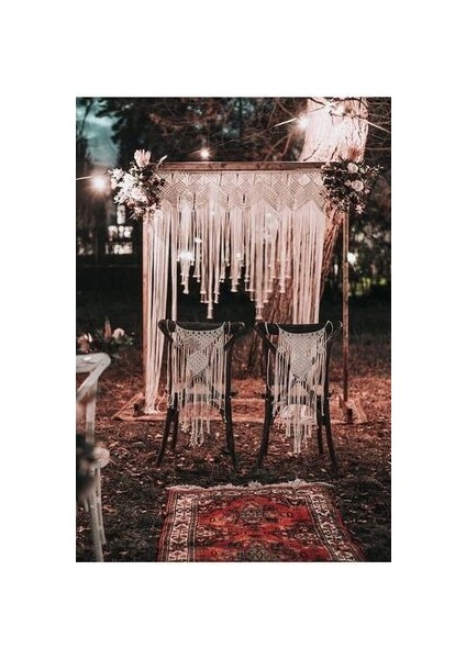 Makrome Gelin Damat Sandalye Dekoru Düğün Süsü (Tekli)