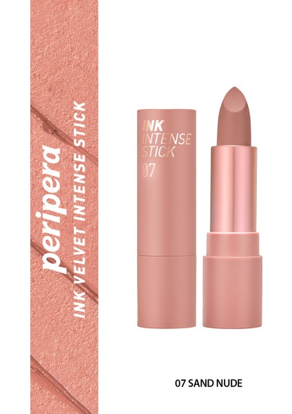 Yoğun Renk Pigmentli, Kadife Görünümlü Ruj PERIPERA Ink Velvet Intense Stick (007 Sand Nude)