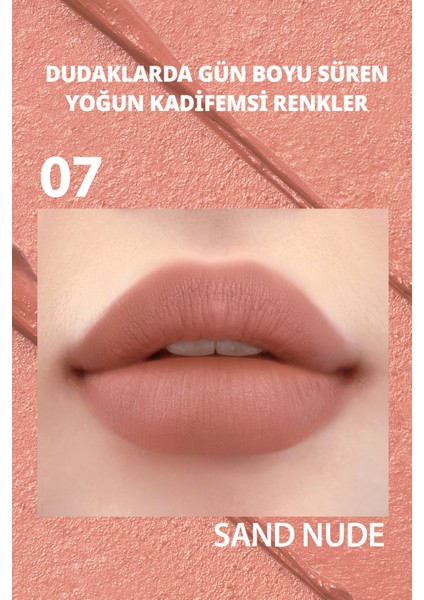 Yoğun Renk Pigmentli, Kadife Görünümlü Ruj PERIPERA Ink Velvet Intense Stick (007 Sand Nude)