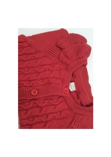 Kız Çocuk Kız Bebek Kırmızı Hırka %100 Pamuk Saç Örgülü Desen modelleri