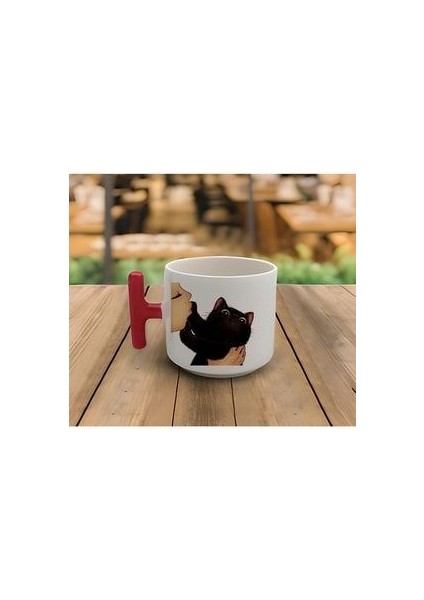 Latte & Espresso El Yapımı Haylaz Sevimli Yavru Kediler Baskılı T Kulp Kupa 200 ml