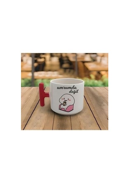 Latte & Espresso El Yapımı Umrumda Değil Motto Kırmızı T Kulp Kupa 200 ml