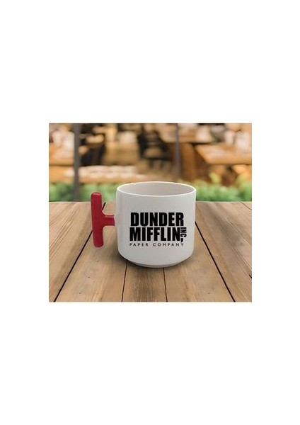 Latte & Espresso El Yapımı Dunder Mifflin Kırmızı T Kulp Kupa 200 ml