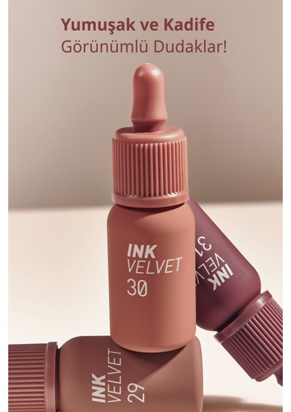 Yüksek Pigmentli, Kadife Görünümlü, Gün Boyu Kalıcı Tint PERIPERA Ink Velvet (29 Cocoa Nude)