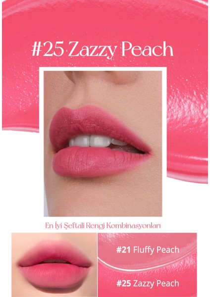 Uzun Süre Kalıcı ve Hafif Formüllü, Kadife Bitişli Tint PERIPERA Ink Airy Velvet (25 Zazzy Peach)