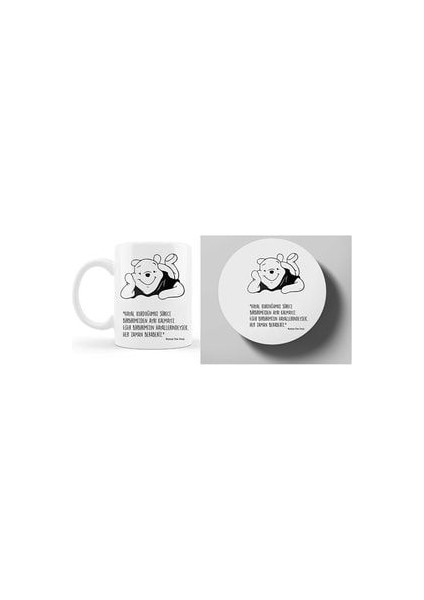 Winnie The Pooh Arkadaşlık Motto Kupa ve Bardak Altlığı 280 ml