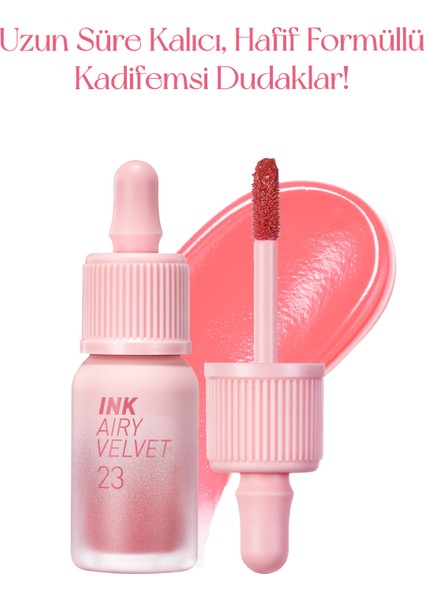 Uzun Süre Kalıcı Hafif Formüllü, Kadife Bitişli Tint PERIPERA Ink Airy Velvet(23 In The Peachlight)