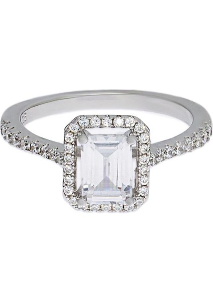 Kadın Baget Model Taşlı Gümüş Yüzük