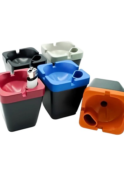 Plastik Dumansız Kokusuz Çakmaklık Oto Mekan Bar Cafe Masa Küllük Renkli 5 Adet